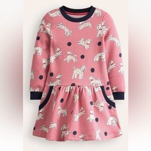☀️New* MINI BODEN PINK SWEATSHIRT DRESS POODLES GIRLS 11-12🐩